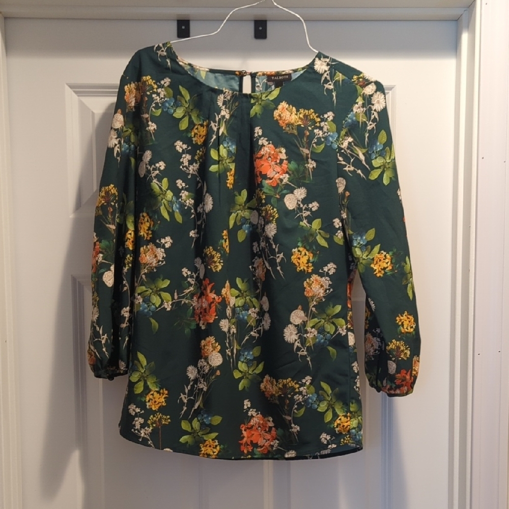 Talbots Floral Green Women's Top